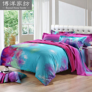  博洋家纺 床上用品 全棉斜纹活性印花四件套 溢彩花尚 新品