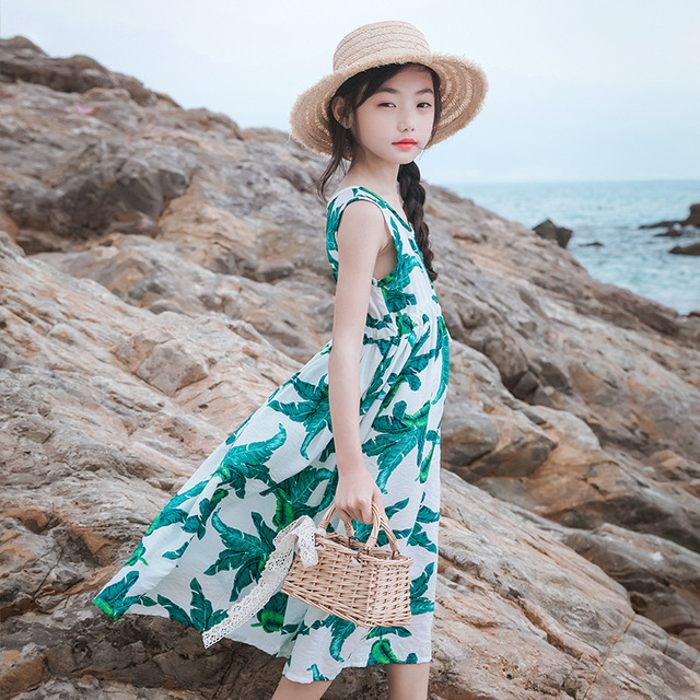 Western style girl Dress Xiaxiaohua skirt Broken flowers girl Maxi dress Seaside on vacation Bohemiain the Children/Baby/Family fitted , Skirt(New) , Dress category - from Buy2taobao.com to provide professional Taobao agent buy service