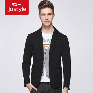  【Justyle】春夏新款贵族绅士韩版假两件一粒扣修身休闲西服