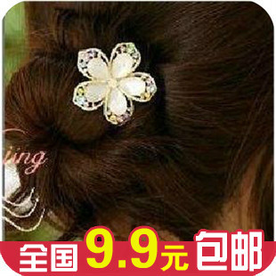  美丽传说 金边水钻切面水晶花朵发簪发圈 满包邮 韩版发夹发饰