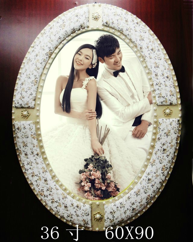 <em>36寸</em>影楼韩式珍珠皮雕婚纱<em>照片</em>放大椭圆相框