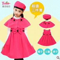 新款秋装冬季童装<em>女童</em>呢子<em>连衣裙</em>儿童公主裙孩