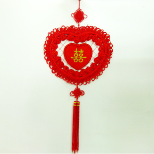  婚庆用品批发 婚房装饰/心形玫瑰花喜字中国结挂饰 105CM
