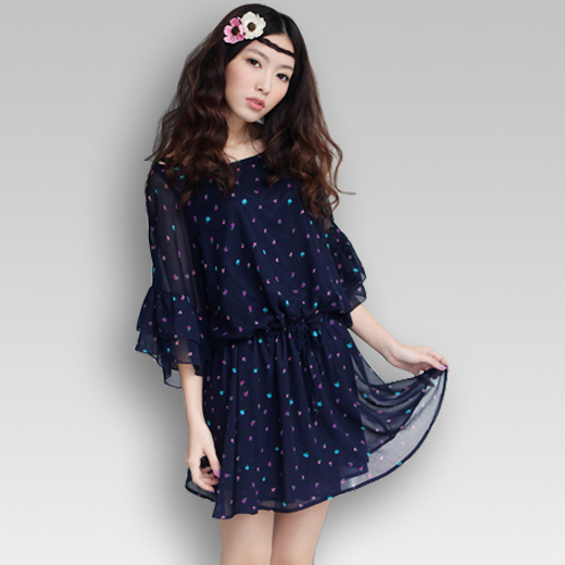 甜美宽松显瘦蝙蝠袖...