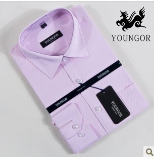  Youngor/雅戈尔男正品衬衫 粉色暗纹纯棉衬衣 雅戈尔官方旗舰店