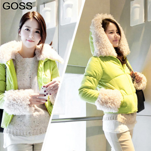  GOSS正品 新款 韩版羊羔毛短款棉服冬装加厚外套新品女装棉衣