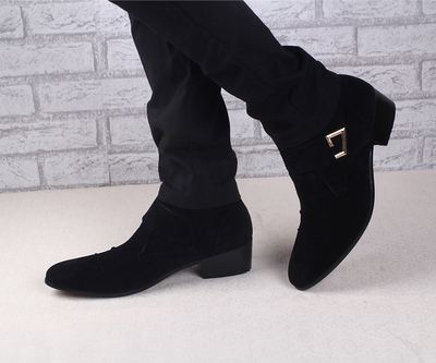 高跟男士内增高鞋短靴英伦男靴子时尚靴韩版休闲中帮鞋男潮流鞋子