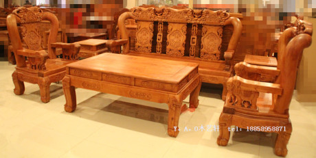 木艺轩红木缅花沙发六件套战国沙发厂家直销实