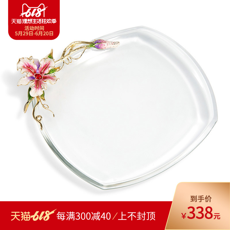 罗比罗丹 鸢尾花小果碟 珐琅彩玻璃干果盘 现代客厅创意糖果盘子|ruв категории Домашний быт, декоративная посуда, компот/корзина фруктов - от Buy2taobao.com для оказания профессиональной услуги покупки агента Taobao