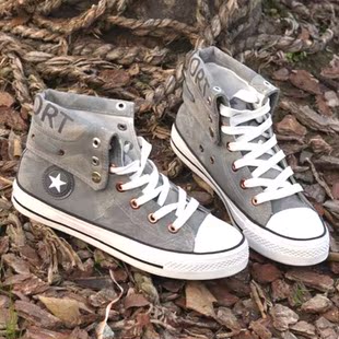  奥格服饰/保暖男士高帮棉质潮流百搭平跟翻边流行男鞋帆布鞋