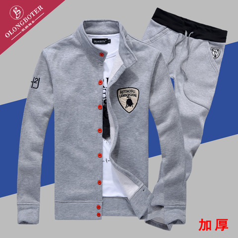 正品运动卫衣 男装秋冬装卫衣男外套韩版休闲运动加绒加厚潮流开衫男士卫衣套装_易购街