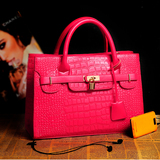 taobao english Handbag new 2013 spring and summer handbag Boston bag Korean fashion crocodile pattern diagonal retro wave free shipping