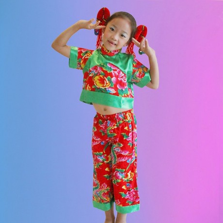 儿童民族舞蹈服装\/女幼儿中国风表演服\/中国结