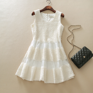 特.福利多多 秋装 甜美半透明网纱拼 绒绒闪线无