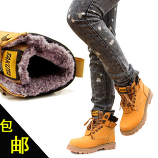  雪地靴女鞋正品真皮棉靴子牛筋底防滑英伦短靴加棉马丁靴包邮