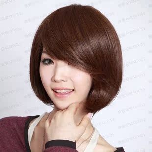  非主流个性假发热销款 斜刘海短发直发女士假发 女假发套 送发网