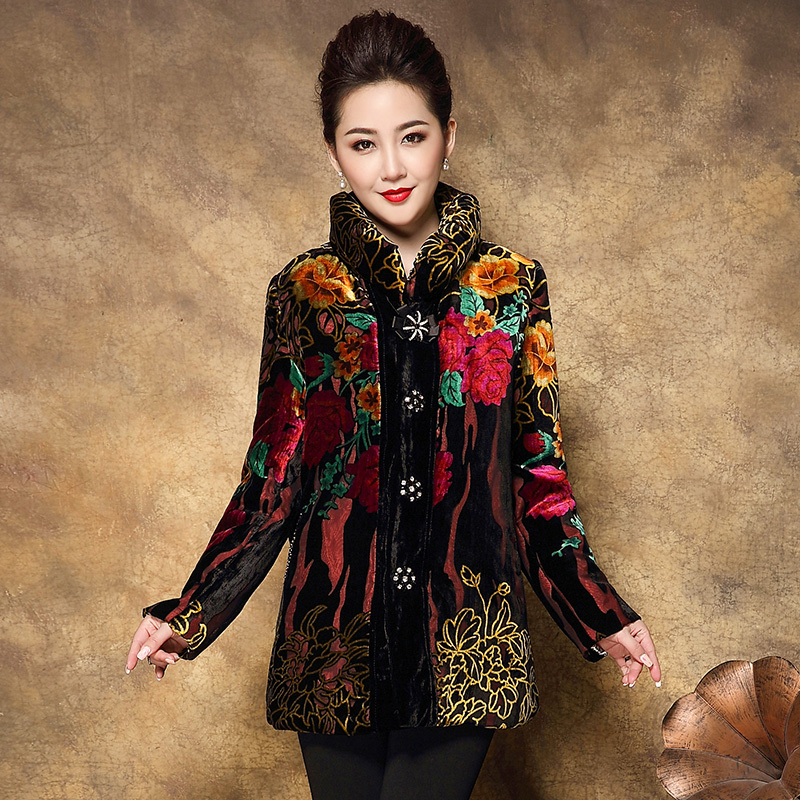 正品真丝绒女装中老年桑蚕丝棉服高端大气送妈妈时尚花棉袄送奶奶在类目 女装/女士精品, 大码女装中 - 来自Buy2taobao.com提供专业的淘宝代购服务