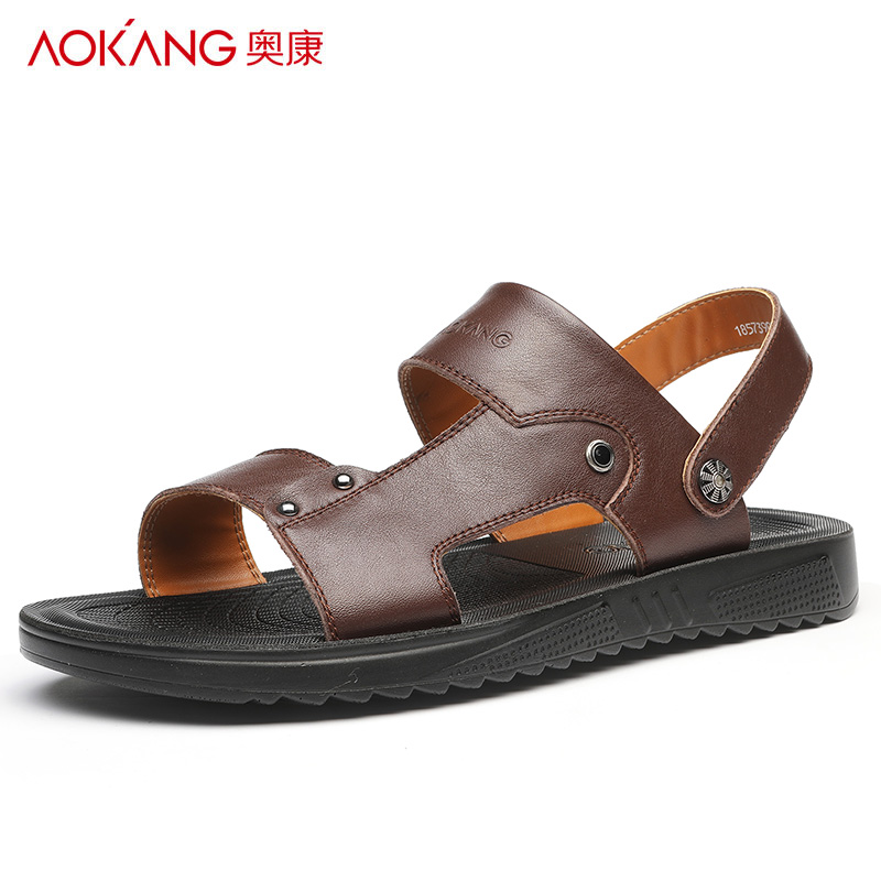 奥康凉鞋夏季新款2019男士真皮韩版潮流沙滩鞋子潮休闲软底凉拖鞋|ruв категории Мужская обувь, сандалии - от Buy2taobao.com для оказания профессиональной услуги покупки агента Taobao