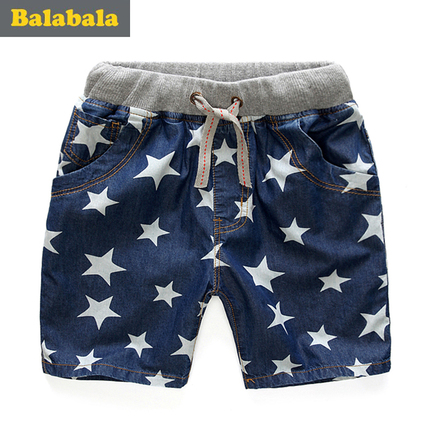 巴拉巴拉男童牛仔短裤2016夏季儿童五分裤印