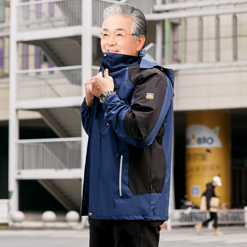 爸爸装春季薄款户外夹克男中老年大码休闲运动外套连帽爷爷冲锋衣|ruв категории Мужская одежда, пиджак - от Buy2taobao.com для оказания профессиональной услуги покупки агента Taobao