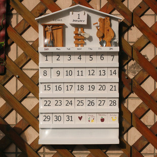  田园风格挂历 劳动小熊的小屋 白色万年历|壁挂日历牌|壁挂装饰