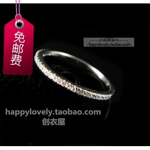  包邮 普通做工款 925纯银 极细微镶女士排碎钻满钻戒指指环 正品