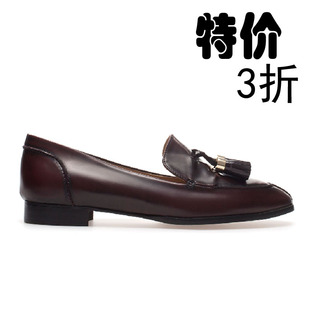  帅气zara新款代购欧美英伦做旧复古真皮流苏牛津铆钉平底单鞋女鞋