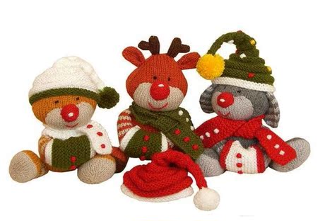 毛线编织棒针玩偶图解 做法 圣诞服饰红鼻子驯