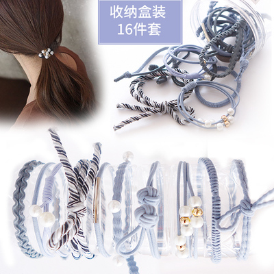 发圈发绳日韩可爱少女发饰套装 韩国简约蝴蝶结头绳成人高弹皮套