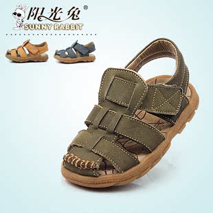  夏季新款儿童凉鞋男童真皮凉鞋韩版沙滩鞋牛筋底包头童凉鞋潮