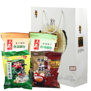  天荷 藕粉 组合 送拎袋 四袋装 杭州特产 西湖藕粉 年货 1600克