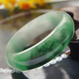  【瑾瑜匿瑕】缅甸翡翠手镯 飘花玉镯子翡翠玉石 正品玉器玉手镯