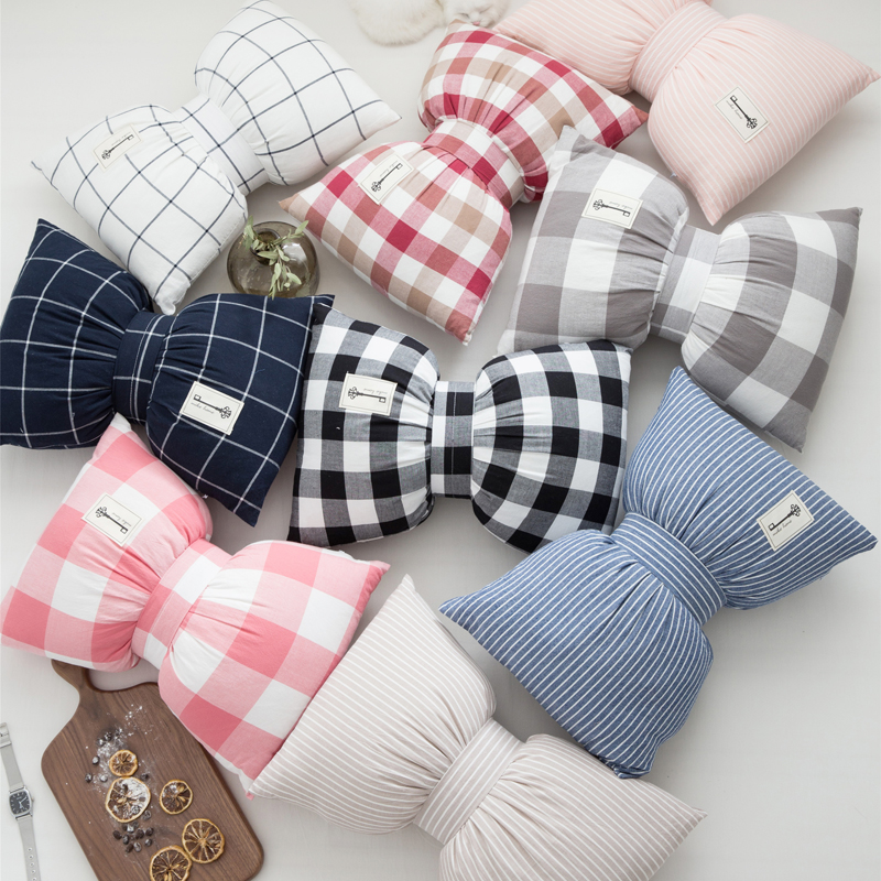 ins bow Pillows Hand Pillow Size Pillows Pillow sofa Cushion decorate dormitory Jewelry lattice stripein the Home Fabric , Pillow/Pillow category - from Buy2taobao.com to provide professional Taobao agent buy service