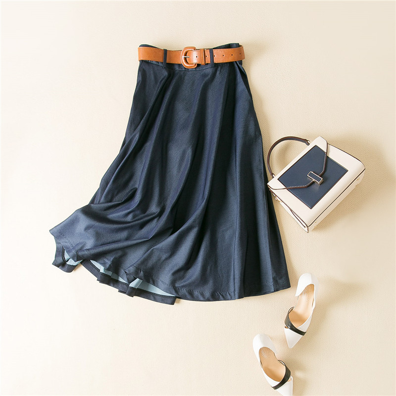 Hepburn Wind Elegant atmosphere ~~ Well dressed and thin Versatile Type A Big swing skirt Tencel Mid length version skirtin the Women's clothing/Boutique , Skirts category - from Buy2taobao.com to provide professional Taobao agent buy service