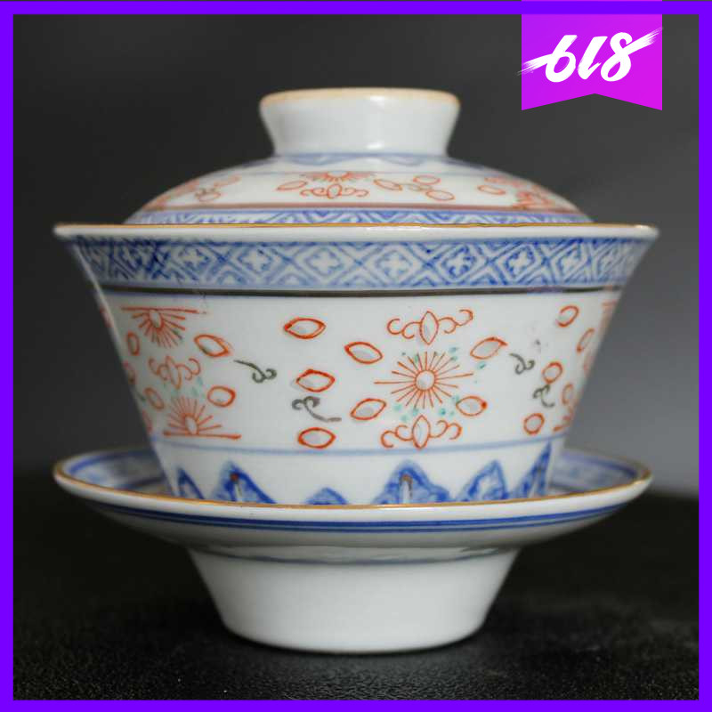 Jingdezhen Revolution Factory goods ceramics Teacup classic Blue and white Exquisite Three talents Cover bowl teacup Pack the old Fidelityin the Tableware , Tea set , Kung Fu Tea category - from Buy2taobao.com to provide professional Taobao agent buy service
