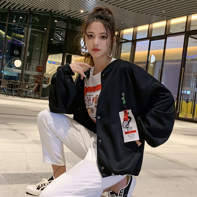 外套女2019新款潮韩版宽松bf学生百搭时尚慵懒风棒球服女薄款夹克