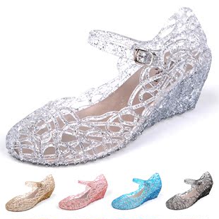  包邮夏季新款韩版女鞋高跟坡跟鞋果冻鞋雨鞋镂空塑料凉鞋子潮