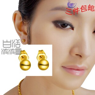  光面转运珠耳钉金店同款黄金耳钉 镀金耳钉 经典款金耳钉