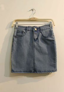  春夏季新款韩版女装 超修身牛仔开叉高腰显瘦百搭短裙