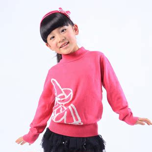  稻草人童装 新款中领男女童羊绒衫针织衫 百搭儿童毛衣C037B