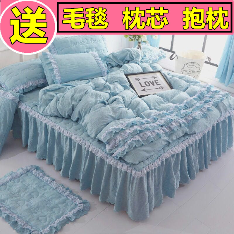 家缘水星家纺床上用品床裙四件套公主风纯棉蕾丝纯色全棉被单被套在类目 床上用品, 床品套件/四件套/多件套中 - 来自Buy2taobao.com提供专业的淘宝代购服务
