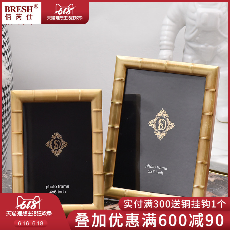 现代创意欧式家居客厅卧室相框软装饰品摆件 铜竹节相框6寸7寸|msdalam kategori Aksesori rumah, photo Frame/Frame - dari Buy2taobao.com untuk memberikan perkhidmatan ejen Taobao profesional membeli