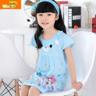  夏季新款儿童睡衣 女童 可爱公主睡裙女孩 纯棉小孩子家居服内衣