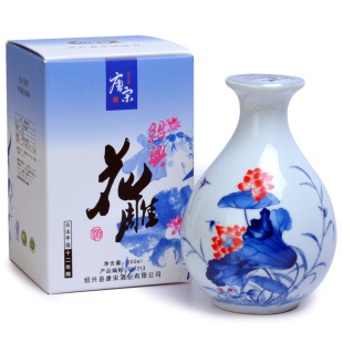  绍兴黄酒 唐宋十二年陈花雕酒 古法手工酿造 荷花瓶500ML端午黄酒