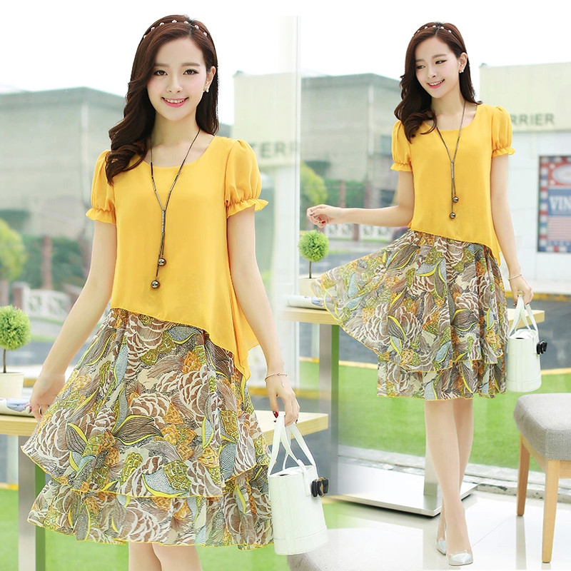 2019 new pattern A few extra pounds Sister Add fertilizer XL Women's wear mm Summer wear Chiffon Belly Show thin Dressin the Women's clothing/Boutique , Large size women category - from Buy2taobao.com to provide professional Taobao agent buy service
