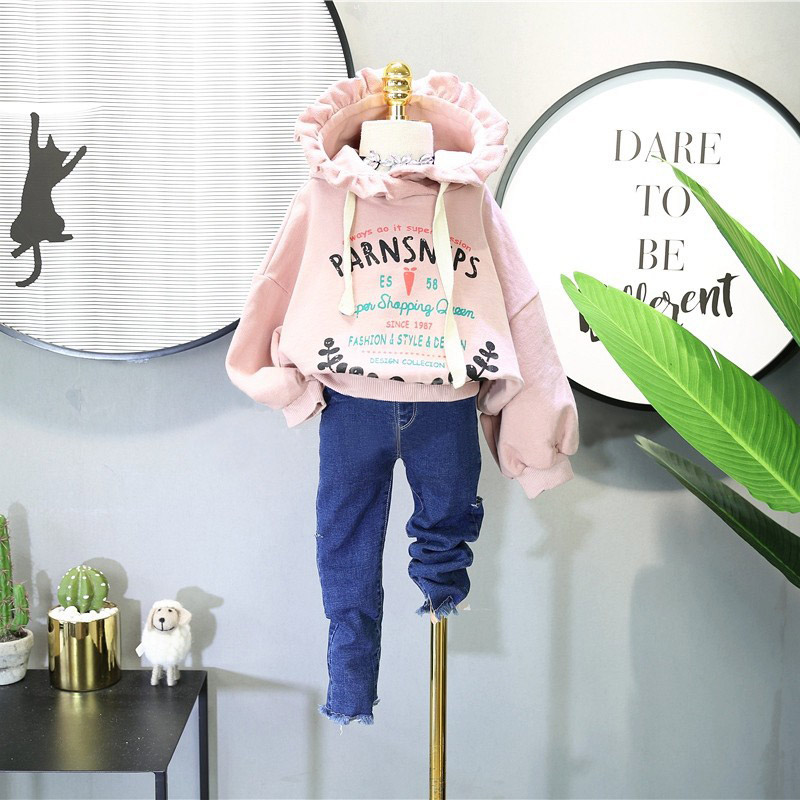 2018 girl Spring and autumn season New products Easy Hooded children jacket Children's clothing letter Sleeve of bat Long sleeve Sweaterin the Children/Baby/Family fitted , Sweater/Fleece category - from Buy2taobao.com to provide professional Taobao agent buy service