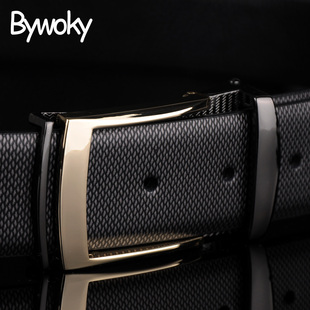  包邮BYWOKY 男士皮带 男士商务 真皮皮带 真皮男进口牛皮腰带