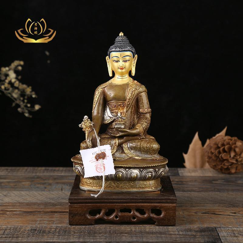Nepal handmade Pure copper Gold-plated Silver Carved Pharmacist Sakyamuni Buddha 8 inchesin the Arts and crafts , Religious Crafts , Buddhist arts and crafts category - from Buy2taobao.com to provide professional Taobao agent buy service