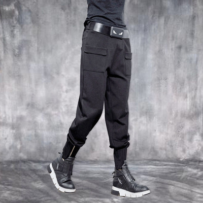 个性黑裤子女秋季2016新款冬带腰带宽松休闲