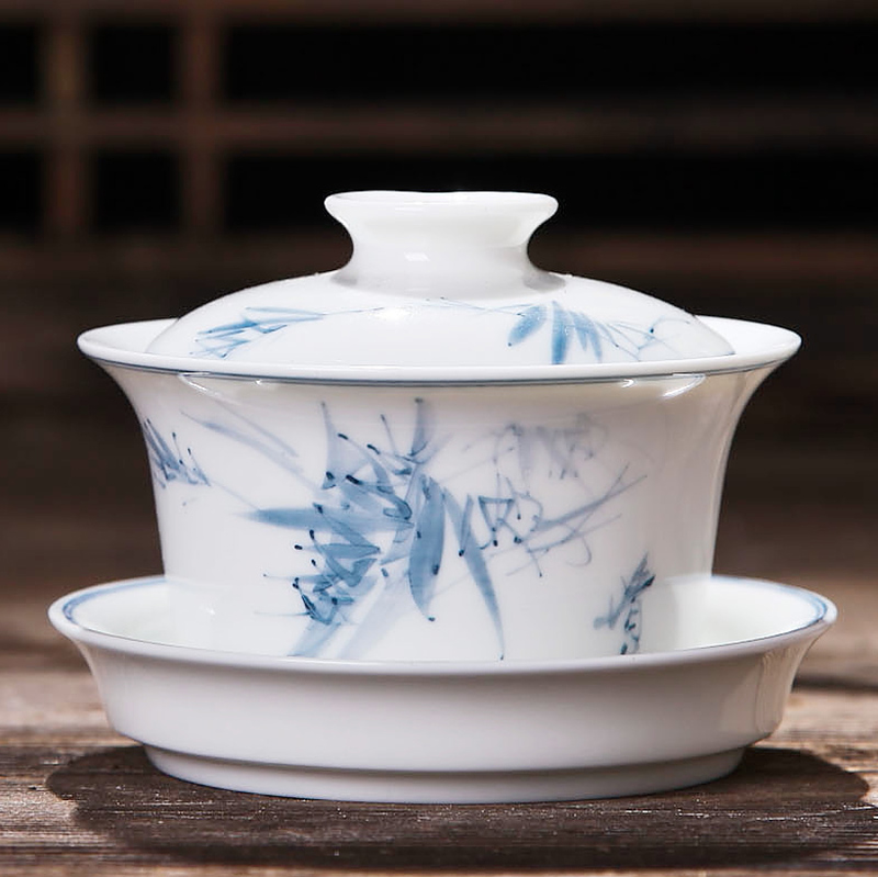 Sheng world Jingdezhen Hand drawn Cover bowl Large Ceramic cup lid tea set teacup Make tea Three cups of teain the Tableware , Tea set , Tureen category - from Buy2taobao.com to provide professional Taobao agent buy service